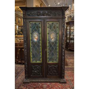 Renaissance Style Oak Library, XIXth