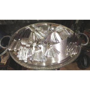 Menagere Years 1940 Art Deco Model Boreal Luc Lanel For Christofle 124 Pieces