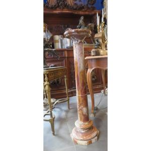 Column Pedestal Stele In Red Onyx Period 19th Century Rotating Base In Roman Style
