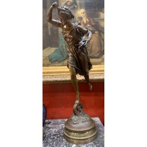 Large Bronze Sculpture The Wheel Of Fortune By Rancoulet Rotating Base