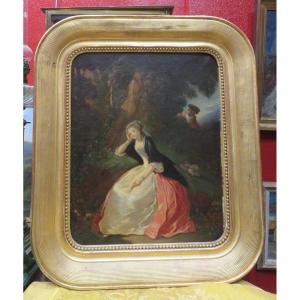 French School Painting Oil On Canvas Late 18th Century Gallant Scene In A Park
