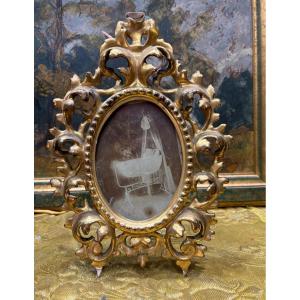 Corniche Frame Italy Firenze In Openwork And Gilded Wood 19th Century Florenti To Place Or Hang