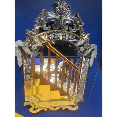 Ice Mirror Murano Venice Epoque 1900 Louis XIV Style