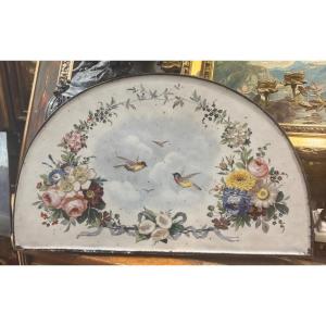 Old High Pediment Of An Orangery Door In Enamelled Cast Iron From The 19th Century