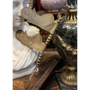 17th-century Brass Chapel Weathervane On A Wrought Iron Axle, Decorated With The Sacred Heart 