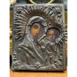18th Russian Kazakh Virgin And Child Icon 
