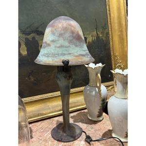 Muller Frères Mushroom Lamp, Pâte De Verre, Circa 1900