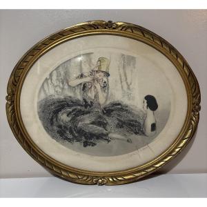 Louis Icart Art Deco Engraving Young Woman With Doll Signed In Pencil