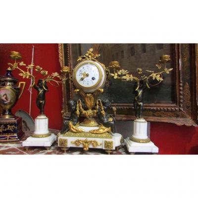 Trim Mantel Clock Gilt Bronze Candelabra Nineteenth Amours Cherubs Putti Napoleon III