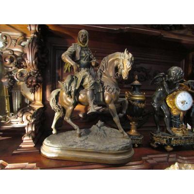 Ancient Great Sculpture Statue Orientalist Ruler Cavalier Hunter Arab XIXe Barye 80cm!