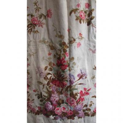 Pair Of Large Hangings Tapestry D Aubusson Monogram G Crowned Flowers Portieres