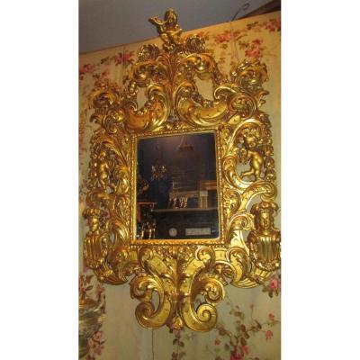 Monumental Mirror Glace Gilded Wood Nineteenth Renaissance Cherubs Putti Babies 225cm!