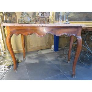 Old Console Game Table Late Eighteenth In Provençal Walnut Marble Top