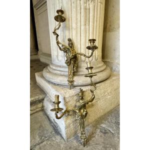 Pair Of Regency Style Bronze Wall Lights 