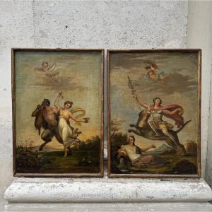 Pair Of Mythological Paintings, Oils On Canvas, Empire Period 