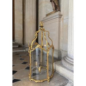 Large Gilded Bronze Vestibule Lantern Louis XV Style Late 19th Century