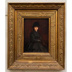 Charles Pecrus, Portrait Of A Young Woman With An Umbrella, Circa 1870