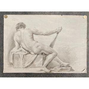 Study Of A Man Seen From The Back, Drawing Circa 1800