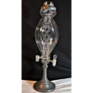 Double Body Dosing Column Blown Glass Absinthe Or Syrup Early 21st Pewter Louis Houzeaux