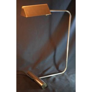 Desk Table Lamp Reading Light In Chromed Steel Designer Roger Nathan - 1970s 