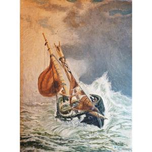 Hsp Ex-voto Fortune De Mer Painting Signed Wh Jones 1903 - Rbm24hst001
