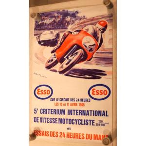 Automobilia & Motobilia - Authentic Poster 1965 Le Mans Motorcycle Criterion And 24h Tests