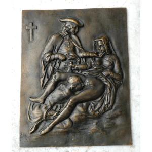 Erotica - Circa 1900 Bronze Plaque Scene With Religious - Ref Per25ero001