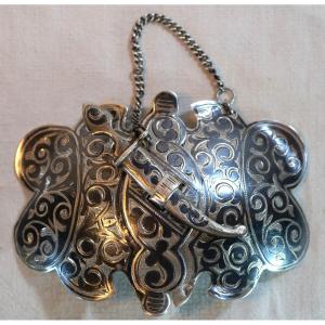Caucasus Cossack Silver Niello Damascened Pattern Men's Buckle With Saber Clasp - Sbx25csq001