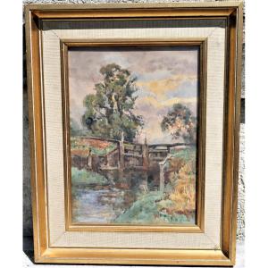 Beautiful Original Gouache Work Signed Sidney Grant Rowe Framed XIX Tou25gra001