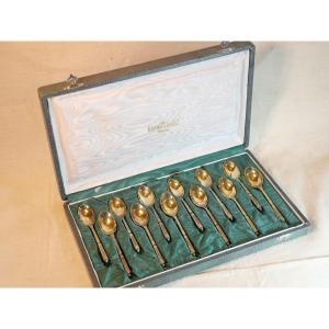 Complete Set Of Ravinet d'Enfert Mocha Spoons - Russian Shape - Good Condition - 20th Century Lcl22rav001 