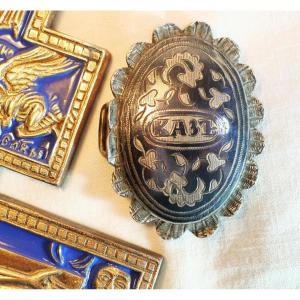 Imperial Russian Silver Nielloed Cossack Belt Buckle, Tsarist Era, Pre-1917 Sdc25rus001