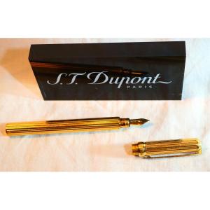 St Dupont Fountain Pen, 18k Gold-plated Body (750 Mil) - Cdm25dup001