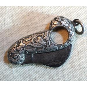 Silver And Steel Cigar Cutter - 19th Century - Sch24cig001
