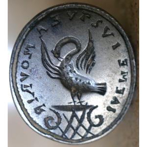 Medieval Silver Knight's Seal With Motto And Swan - 14th / 15th Century