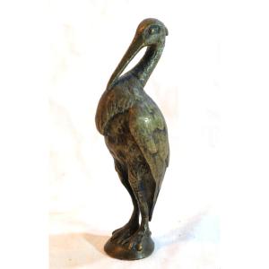 Automotive Radiator Mascot Heron Bronze Statuette Signed Below Sge24her001