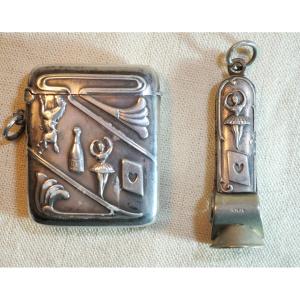 Solid Silver Pyrogen Decorated With The Attributes Of A Flambéer, Cards, Dancer ... Sch24jou001