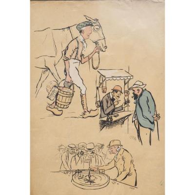 Deauville Caricatures Sem Double-sided Board From The Album De Sem Sur Deauville Coco Chanel ...