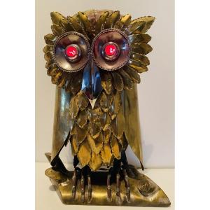 Grand Duke Owl Table Lamp In Gilded Brass, Circa 1960/70