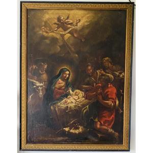 Nativity Painting, Oil On Canvas, 17th Century
