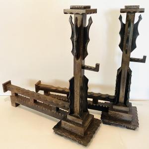 Pair Of Andirons, American Or English Art And Craft Period