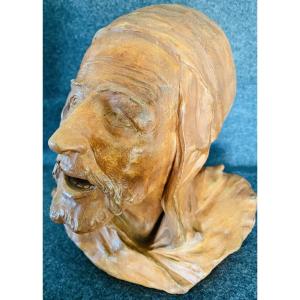 Antique Orientalist Terracotta Bust. R. Perosa