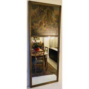 Trumeau Mirror, Painting On Canvas, 18th Century