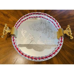 Glass Top And Murano Engraved Mirror By Barovier And Toso