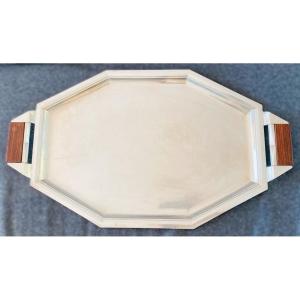 Large Serving Tray Stamped Ravinet d'Enfert, Art Deco Period