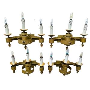 4 Large, Beautiful Neo-classical Wall Lights From The 1940s