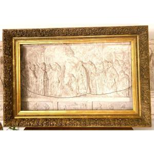 Exceptional And Large 19th-century Frame In Wood And Stucco With Original Gilding