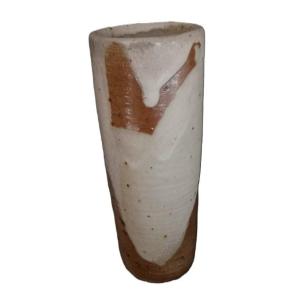 Cylindrical Stoneware Vase Signed Bodin From The La Borne School, 1960s