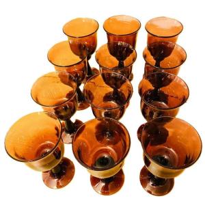Rare Set Of 12 Vintage Murano Glasses From The 1970s