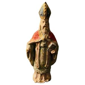 Ancient Statuette Of A Holy Man Bishop