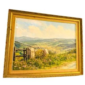 Oil Painting On Canvas By Van Der Len, Dated 1980